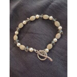Vintage Beaded Bracelet With Faux Pearl And‎ Stone Beads